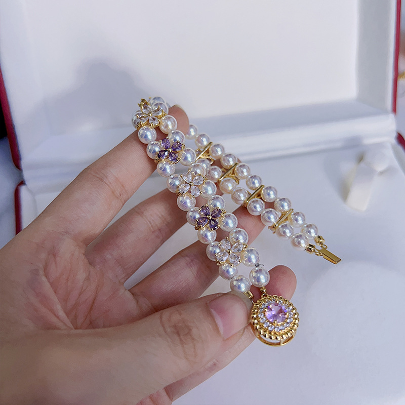 新款时尚三排四花瓣隔片双排插销扣手链项链链接DIY饰品配件详情13