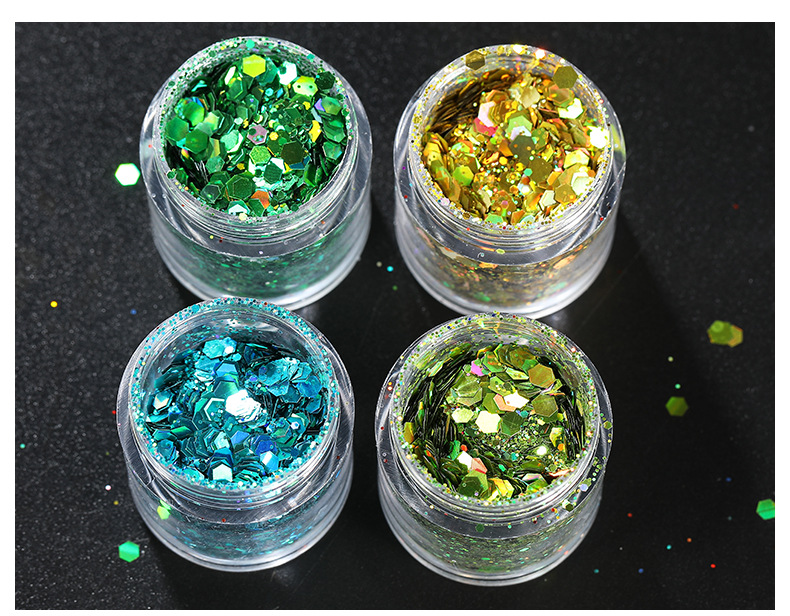 跨境韩国镭射混合装DIY创意眼妆美甲亮片瓶装8g装金葱粉闪粉批发详情10