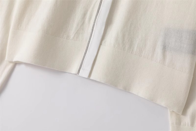 【 Fine-spun Wool 】 Beaded chain simple and intellectual patchwork long-sleeved thin wool knitted cardigan 24 early Autumn new style pic 10