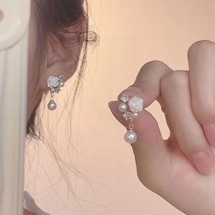 s925银针珍珠高级轻奢小众百搭气质耳环小香耳饰义乌新款饰品夏季详情3