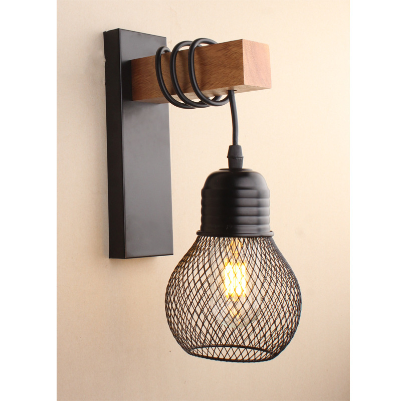 A best-selling retro American-style wall lamp on Amazon for foreign trade, plug-in with switch cage wall lamp, bedroom bedside table wall lamp pic 6