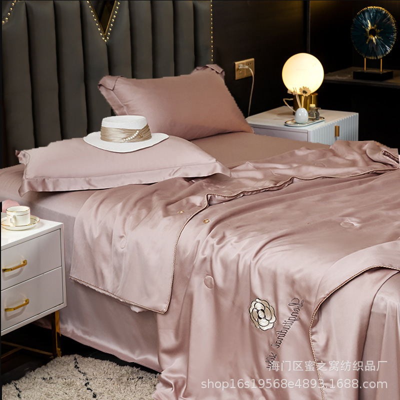 高端80支兰精天丝夏凉被床笠四件套裸睡可水洗冰丝空调被子薄夏被详情21