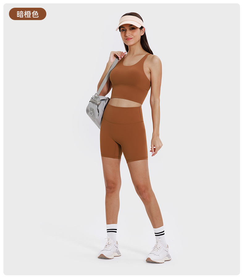 New nude-feel, no-embarrassment line solid color yoga shorts, double-sided brushed tight elastic sports and fitness three-inch pants for women pic 20