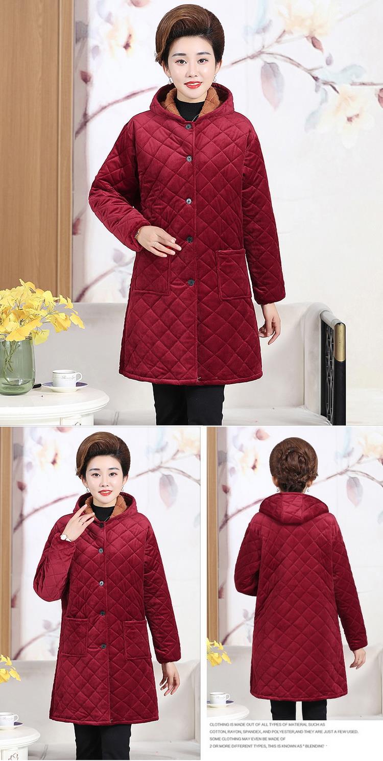 中老年女冬装棉衣妈妈装加绒保暖棉服大码老年人中长款外套花棉袄详情13
