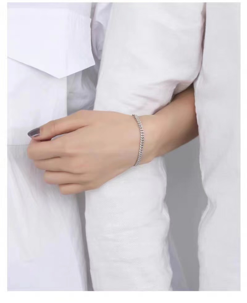 925银扁链情侣手链的大众ins风手链上手超美银饰品详情12