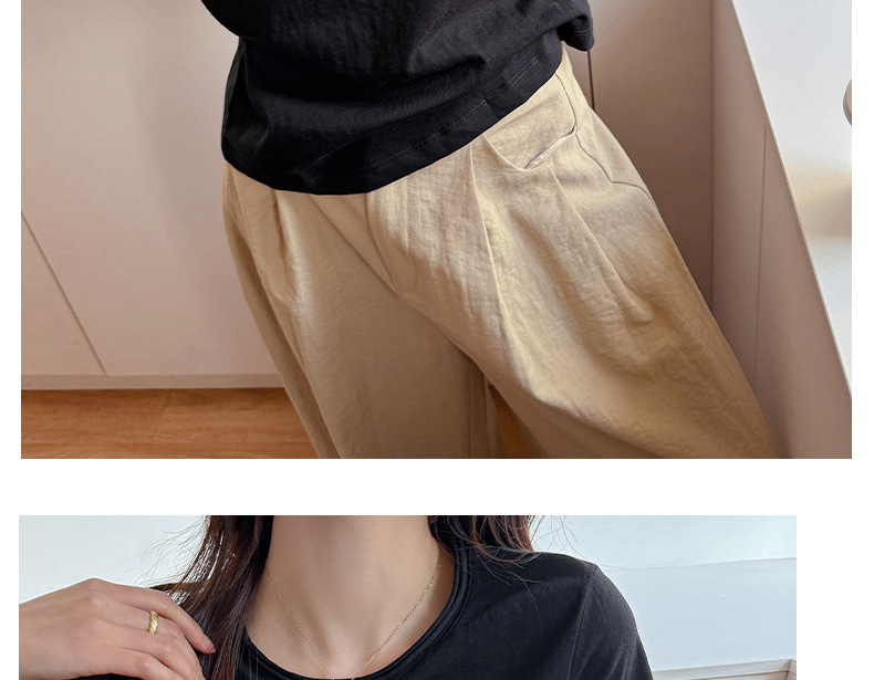 A new Korean-style small round neck, high-end design, off-the-shoulder short-sleeved T-shirt for women, versatile, loose snowflake cotton, slimming top pic 23