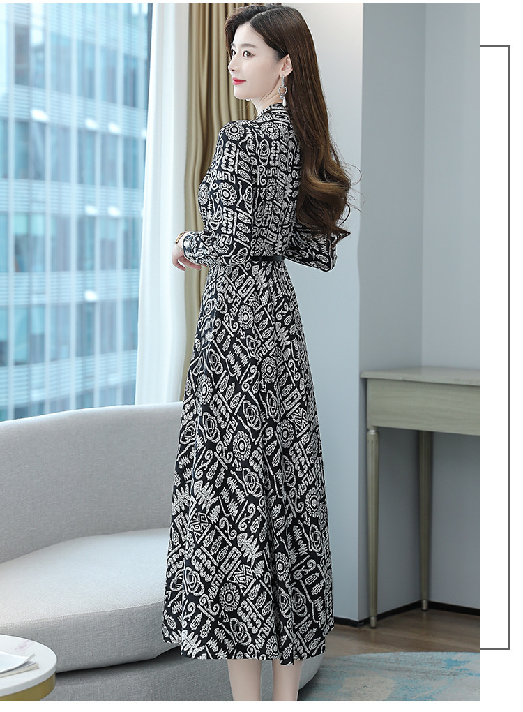 真丝女士连衣裙女春夏优雅风高端高级印花v领桑蚕丝A字长裙子新款详情14