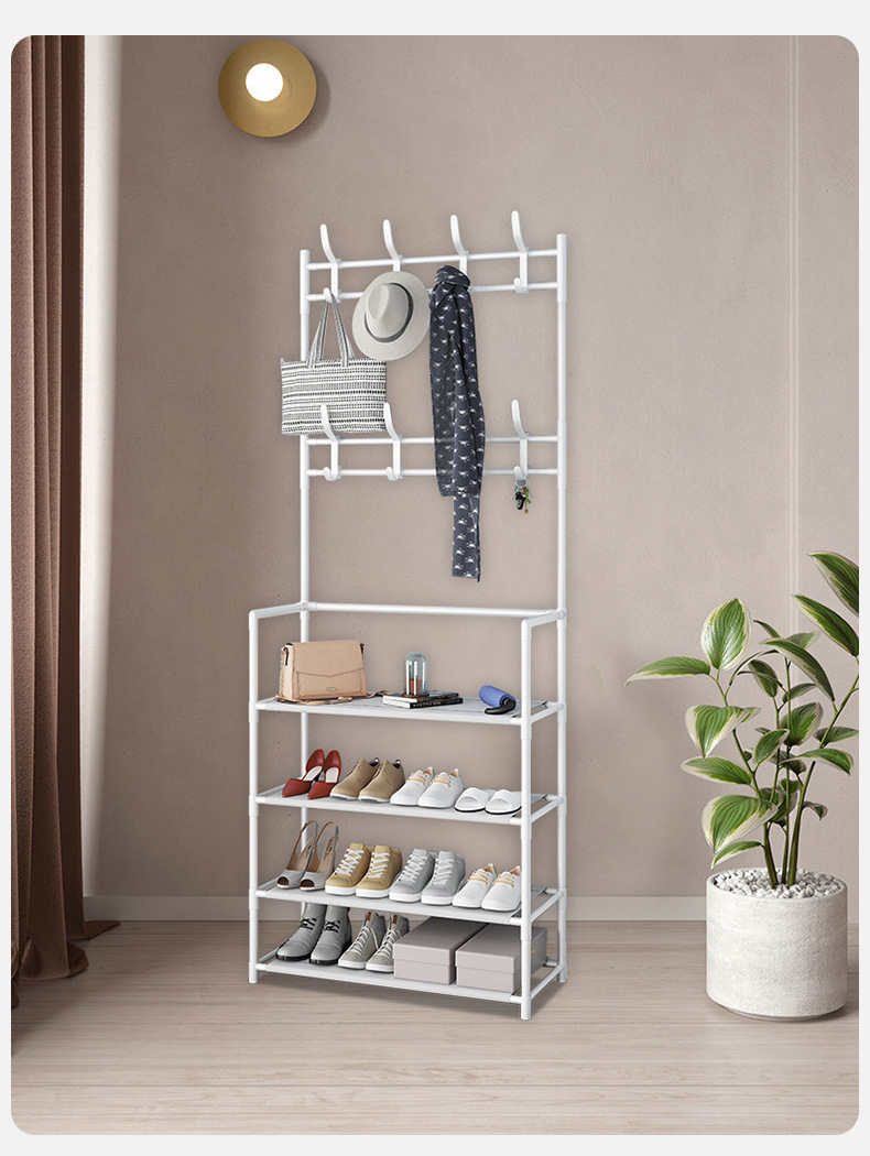Entrance hall storage shoe rack, simple shoe and hat rack, floor coat and hat rack, integrated combination rack, bedroom and living room coat and hat rack pic 4