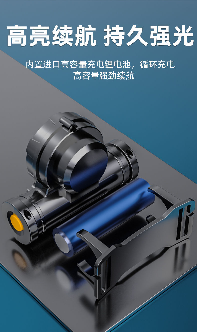 Wholesale of cross-border headlamps, outdoor cob charging head-mounted flashlights, led fishing waterproof charging high-intensity headlamps pic 6