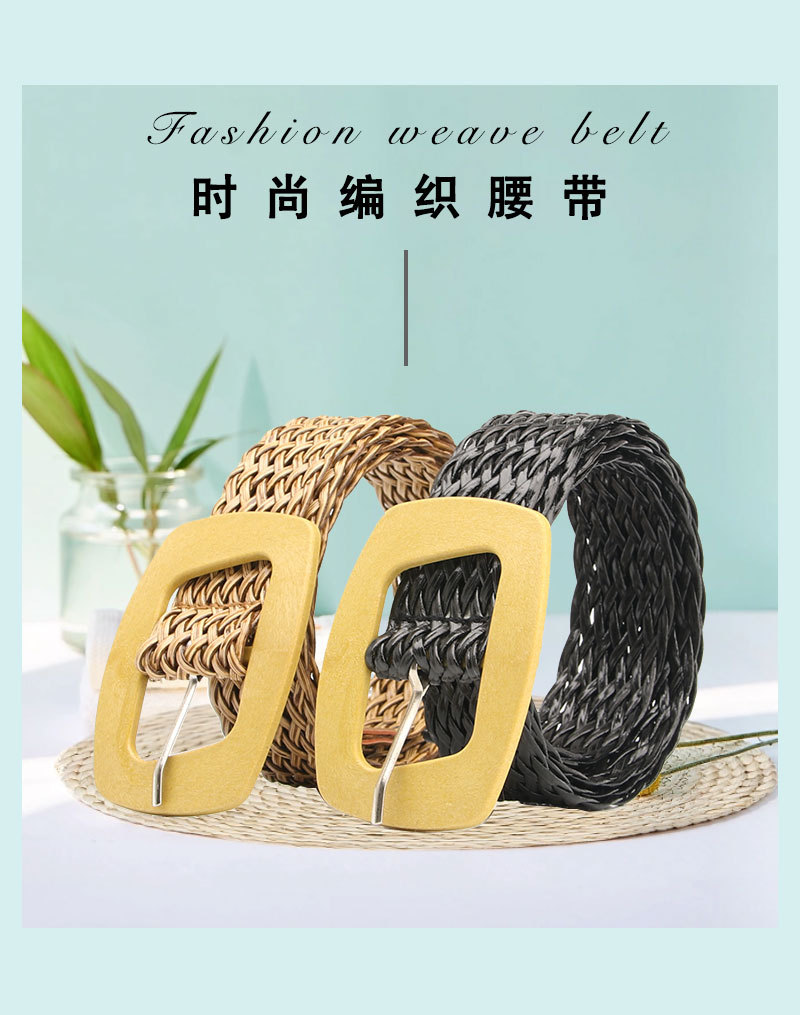 New retro InS-style faux wood buckle rattan belt, versatile dress, shirt, suit pants, woven belt for women pic 33