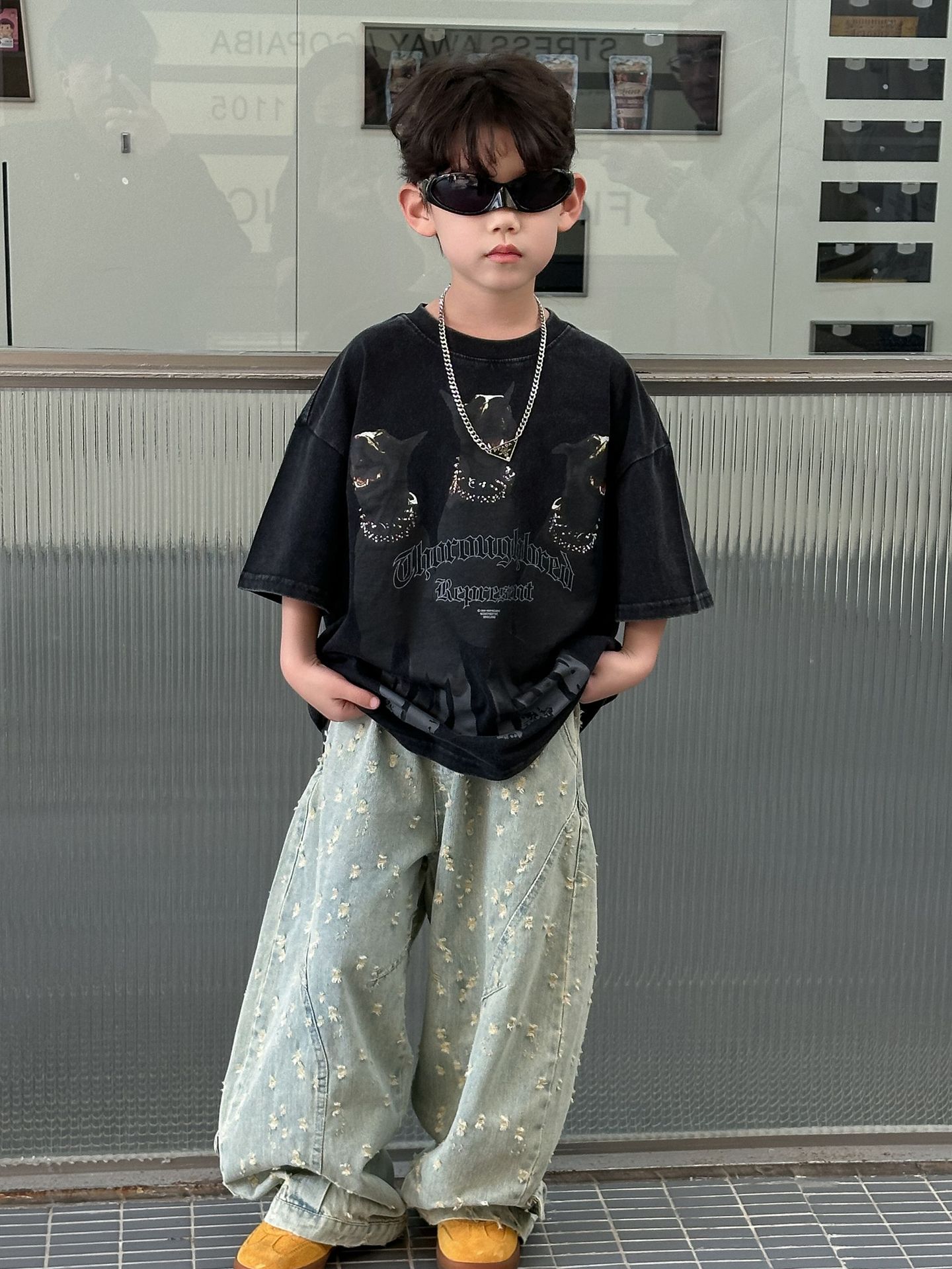 儿童卡通纯色T恤2025夏季新款男童韩版洋气上衣中小童夏装短袖潮详情8