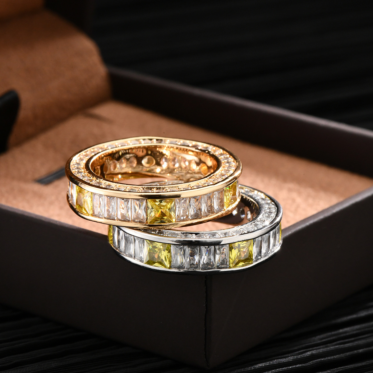 跨进热销厂家批发丝巾扣纯铜镶方锆戒指圈高档真金电镀戒指圈详情6