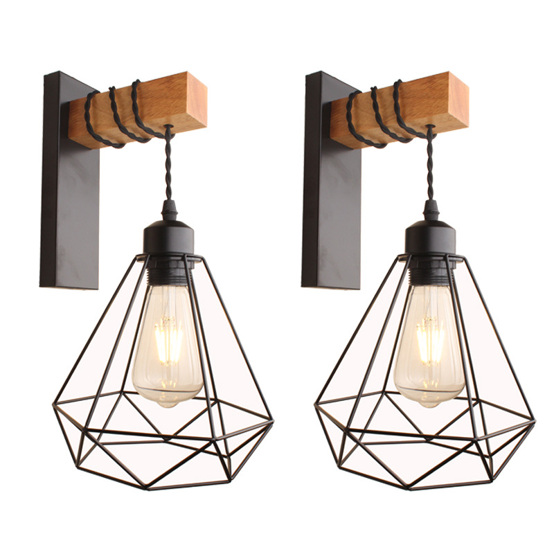 A best-selling retro American-style wall lamp on Amazon for foreign trade, plug-in with switch cage wall lamp, bedroom bedside table wall lamp pic 9