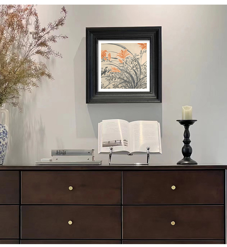 中古风装饰画小红书热款兰花竹子餐厅卧室客厅装饰画样板间挂画详情6