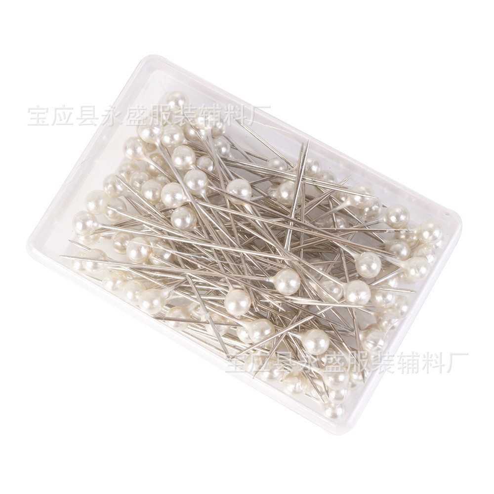 厂家供应100枚盒装彩色镀镍珠光针DIY服装定位装饰珠针批发可定色详情10