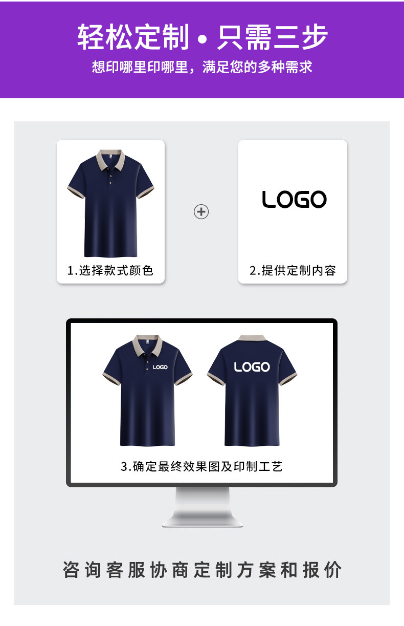 广告衫印字夏季翻领短袖polo衫文化衫绣字团体服企业工作服印logo详情4