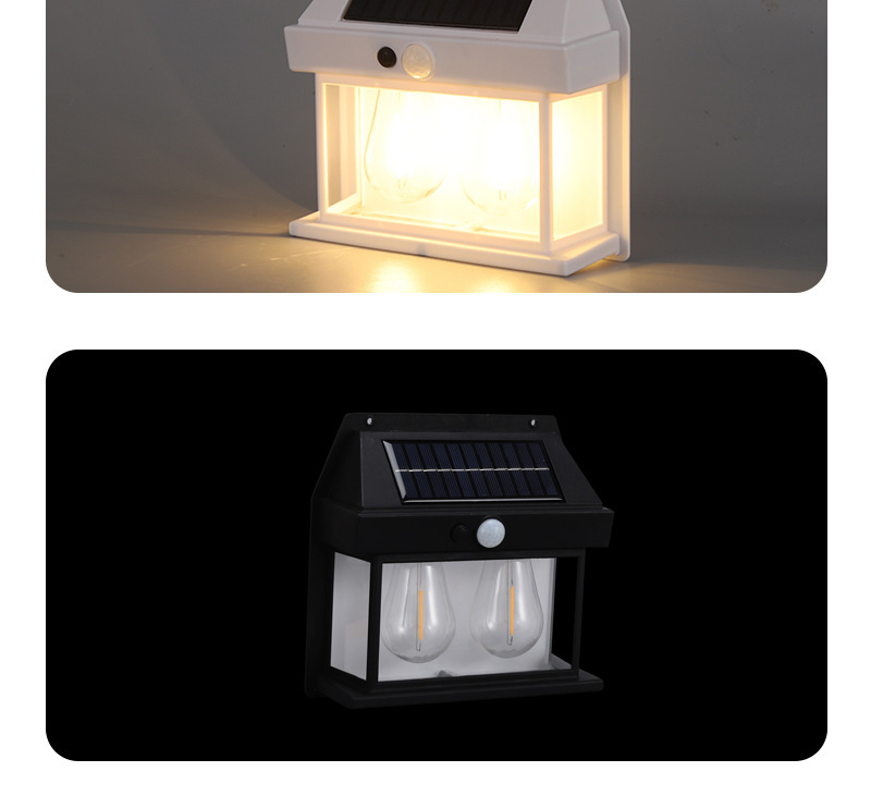 Cross-border bestseller TEMU solar tungsten filament wall lamp, human-sensing three-mode garden outdoor waterproof LED night light pic 17