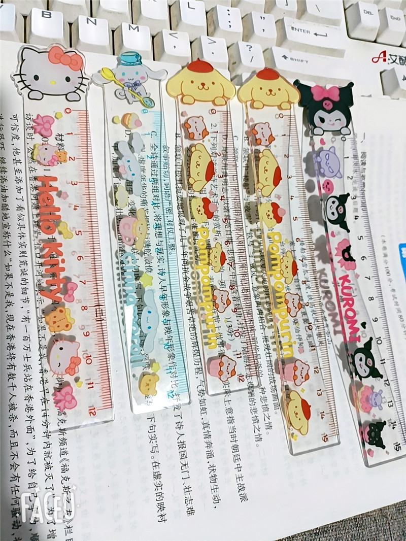 Cute and creative Sanrio cartoon pattern acrylic double-layer transparent student measuring 15CM stationery ruler pic 4