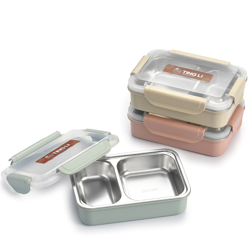 带筷不锈钢饭盒学生上班族午餐盒可注水保温便当盒硅胶密封餐具详情7