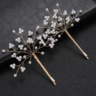 Handcrafted pearl hair forks, simple and elegant daily hair accessories for brides, hairpins, handcrafted beaded pearl gold and silver hair accessories pic 9
