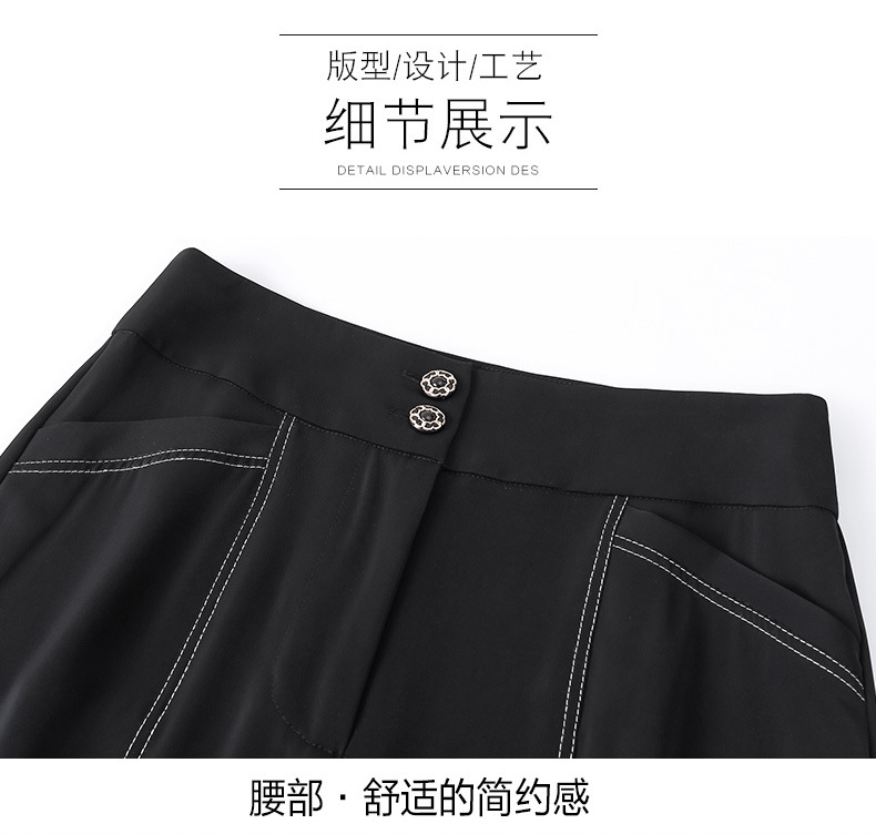 雪纺窄版直筒阔腿裤女裤子2024夏季新款高腰垂感夏季宽松气质长裤详情19
