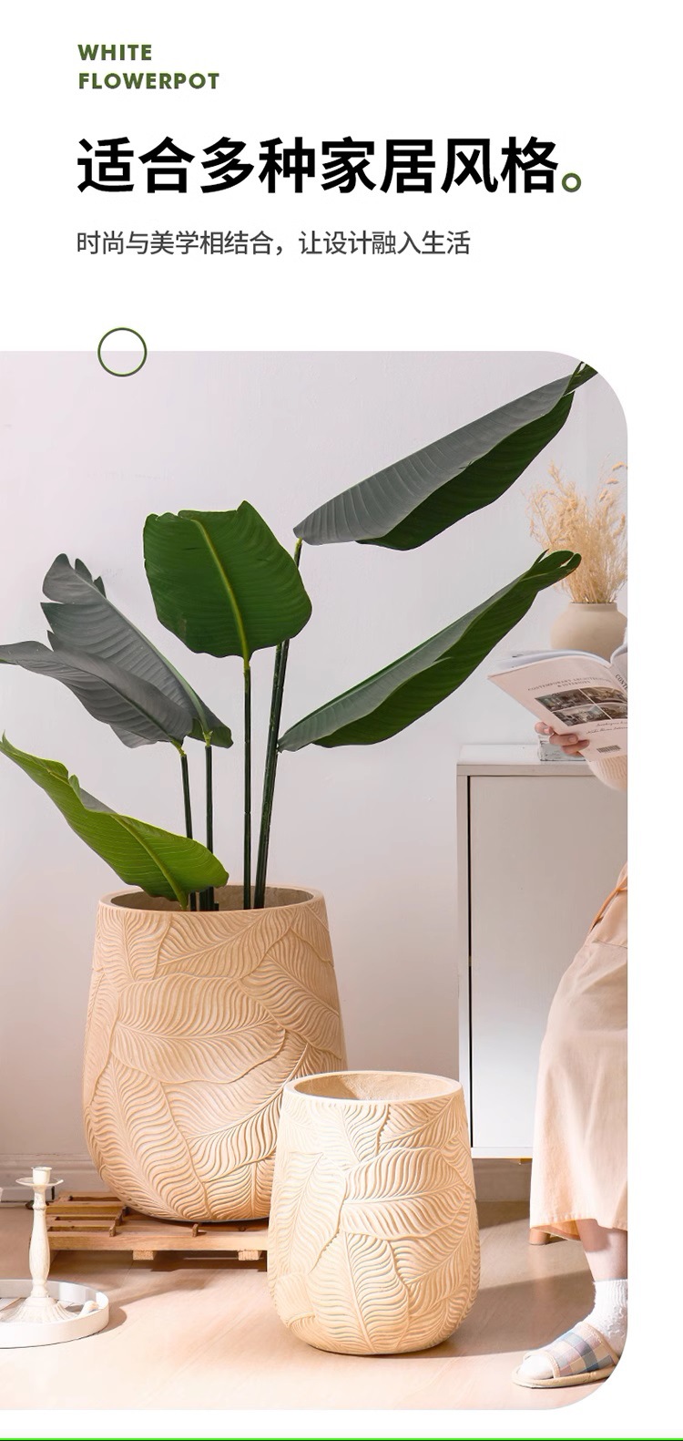 复古水泥花盆特大号阳台千年木龙血树百合竹天堂鸟柠檬树家用花盆详情4