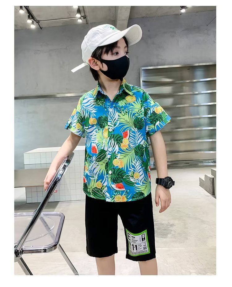 童装男童短袖衬衫儿童春夏装花衬衣2023新款宝宝夏装洋气上衣潮详情10