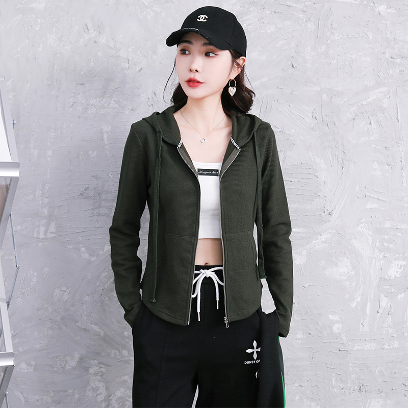 Early spring pure cotton fashionable casual set for women, loose, sporty and slimming straight-leg high-waisted wide-leg pants, zipper hooded jacket pic 69