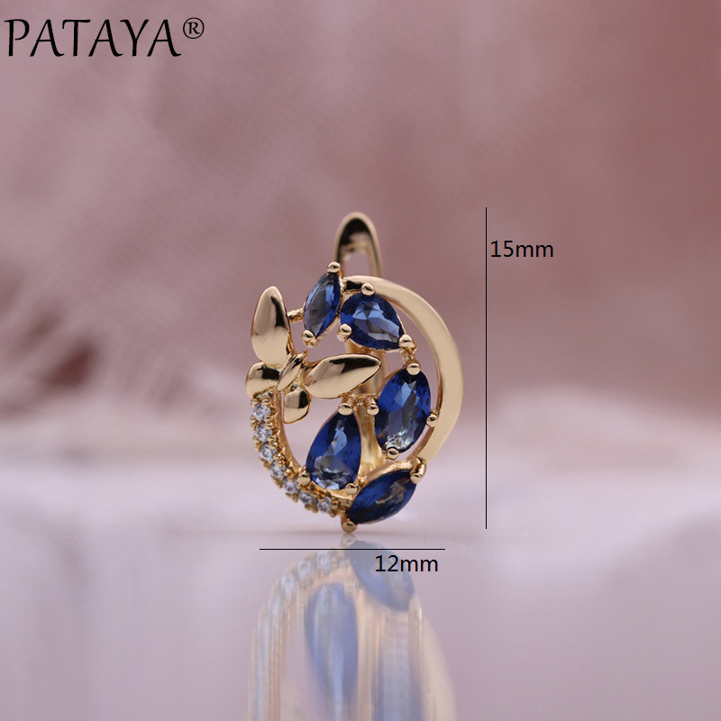 PATAYA585 rose gold electroplated earrings, cross-border direct supply, AliExpress multi-color zircon butterfly earrings pic 10