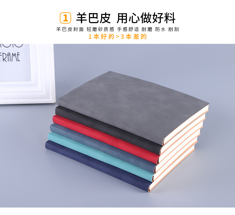 Customized A5 business office notebook, B5 sheepskin soft leather case notebook, and customized A6 planner with logo pic 6