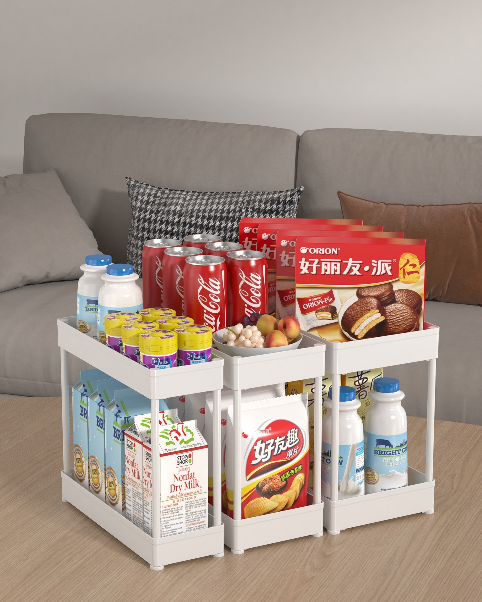 Amazon double pull kitchen countertop storage, bathroom, toilet organization, seasoning, cabinet bottom sink, storage rack pic 12