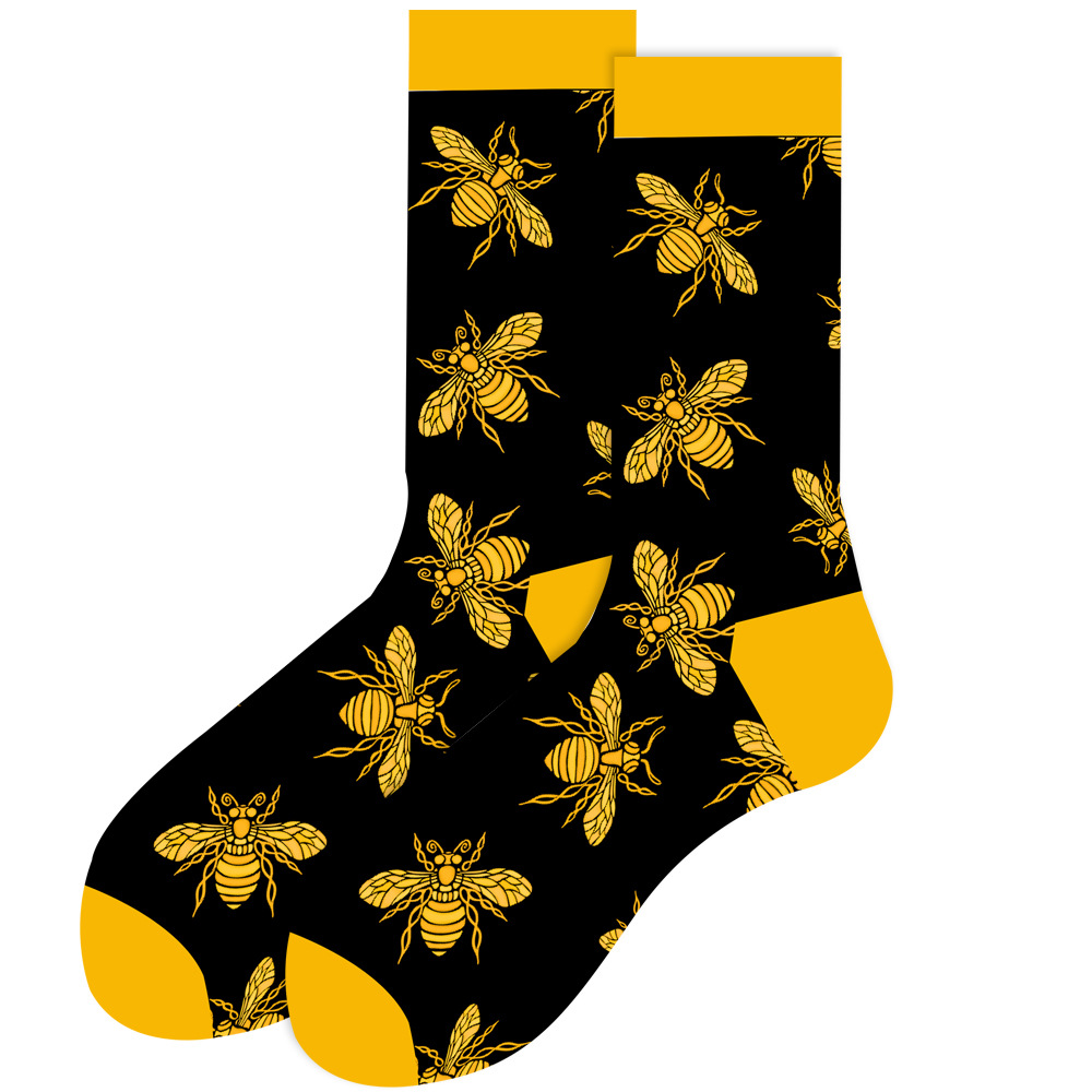 2023秋冬亚马逊新款动物中筒袜几何男袜搞笑骷髅袜子笑脸女袜潮袜详情2