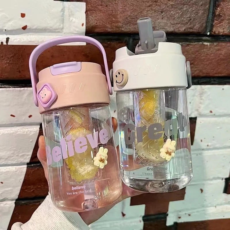 2-liter large-capacity sports water bottle, popular Instagram trendy straw cup with scale, portable and simple, leak-proof and shock-resistant water cup pic 38