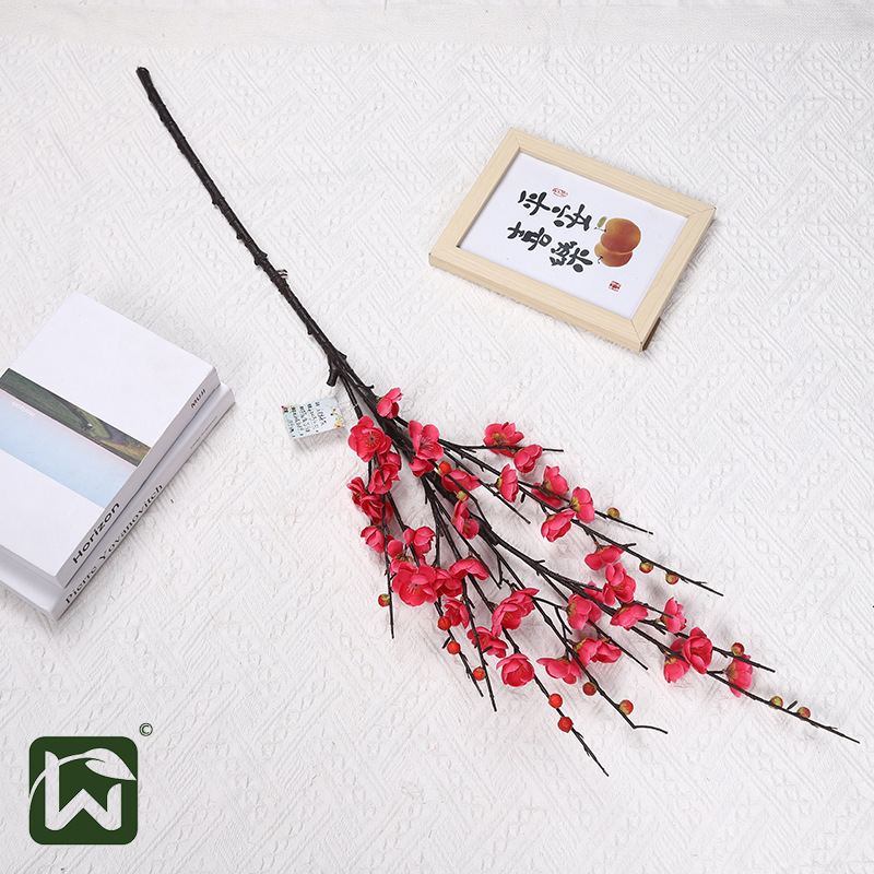 Cross-border artificial roses, plastic artificial flowers, artificial green plants, single plum blossoms, flower arrangement decorative items, sets, festival props pic 19