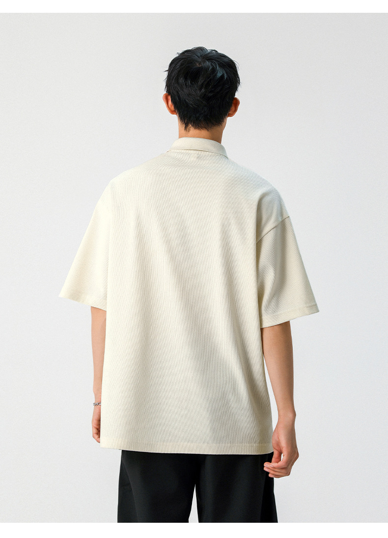 老钱风质感短袖polo衫男夏季款翻领T恤日系简约潮牌宽松体恤上衣详情16