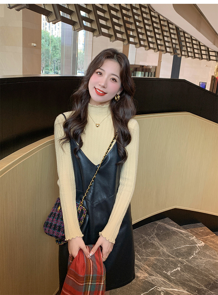 白色打底衫女秋冬季内搭2024新款半高领木耳边针织衫中领长袖毛衣详情48