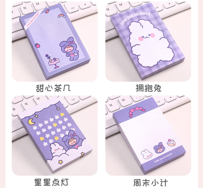 Little Rabbit and Little Bear sticky Notes on Instagram, high appearance level, girlish heart, can be stuck N times, student message notes, memo notes notebook pic 4