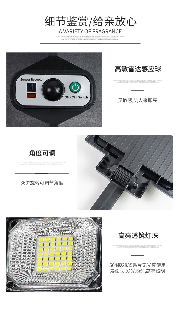 Wholesale of cross-border outdoor courtyard solar integrated street lamps, household outdoor lighting lamps, human body sensing solar lamps pic 20