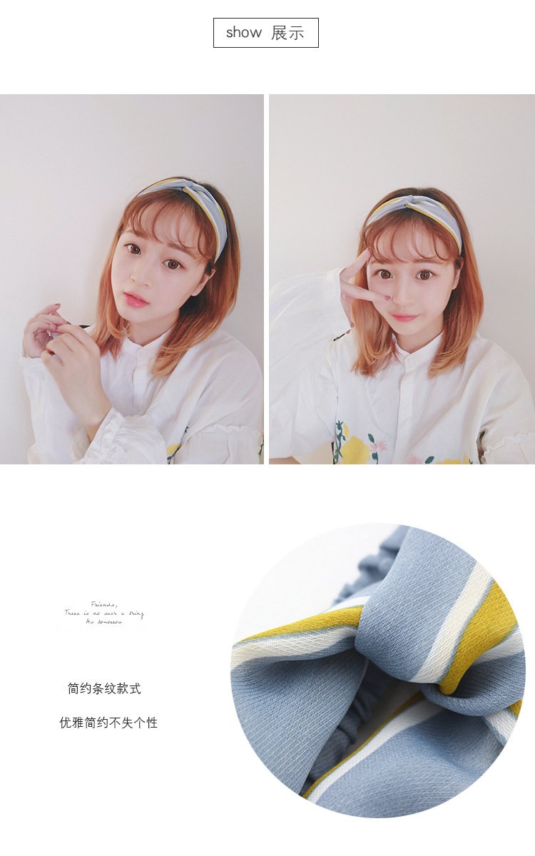 Wholesale of cross-shaped hair bands, Korean fresh and simple elastic facial cleansing hair ties, narrow-edge floral fabric hair bands pic 3