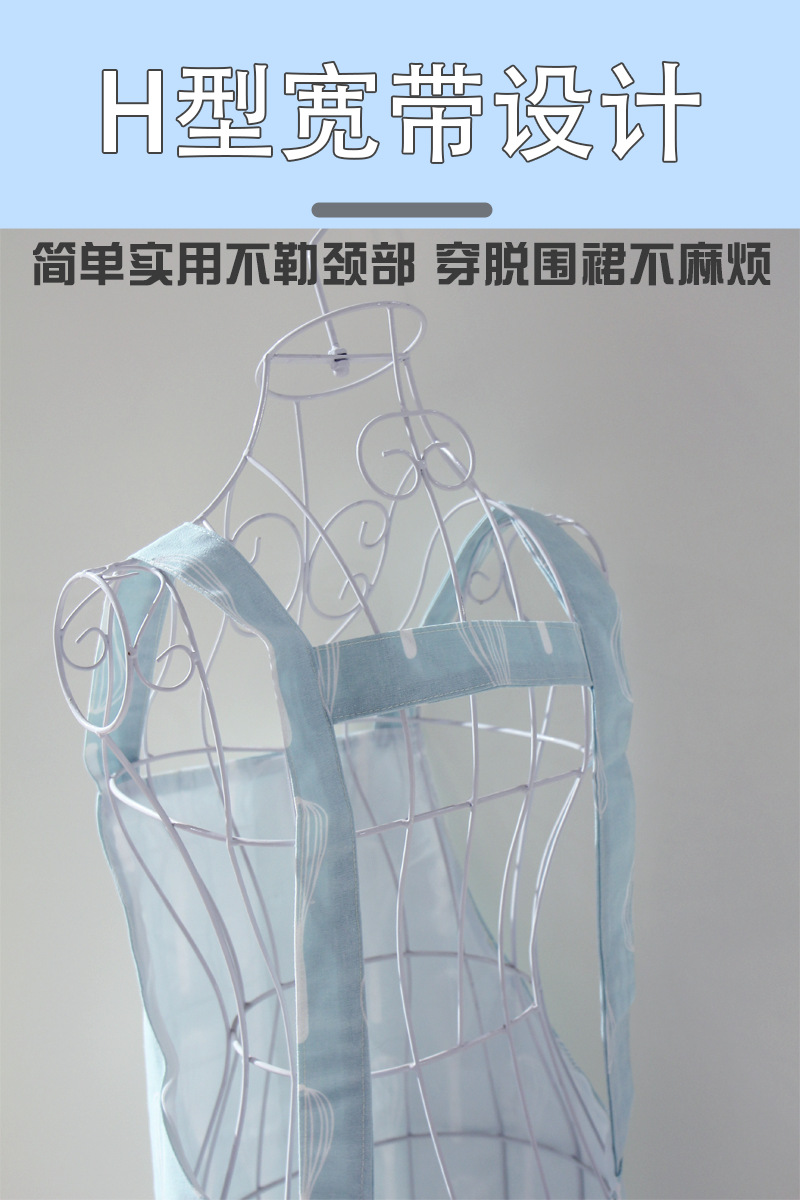 现代双层防水布艺围裙 康乐屋高端全棉家用厨房无袖防油围裙批发详情4