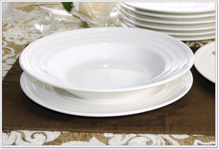 双线平盘饭盘深汤盘烩饭盘碟意粉盘圆形西餐牛扒盘子可加logo详情9