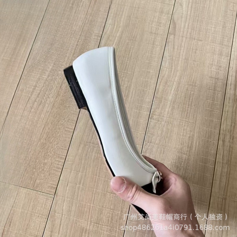 小香风蝴蝶结芭蕾舞鞋2024年新款低跟真皮拼色浅口圆头气质单鞋女详情24