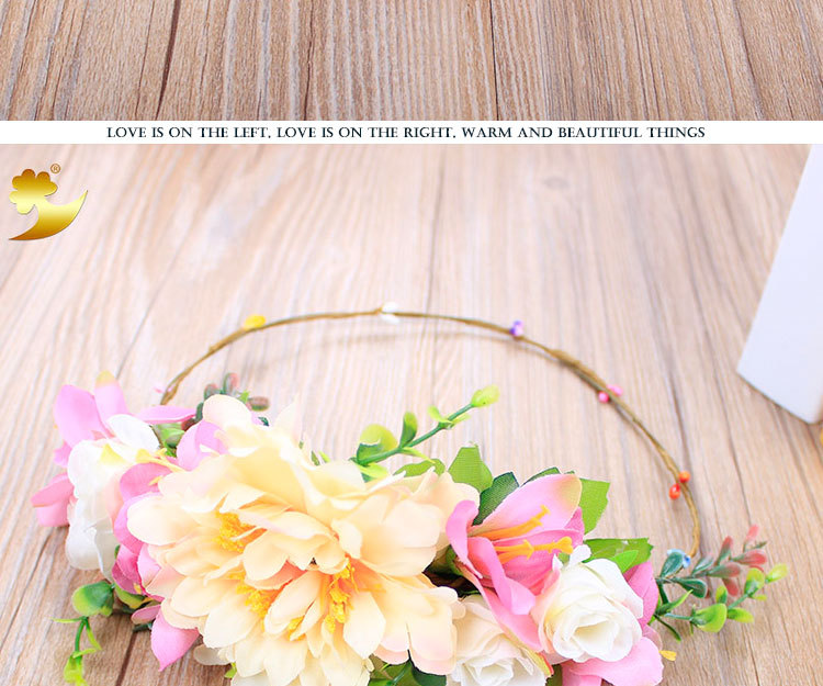 Factory direct sales of bride flower garlands, lilies, chrysanthemums, fabric hair flowers, semi-rings, Malaysian rice white handyman hair bands pic 8