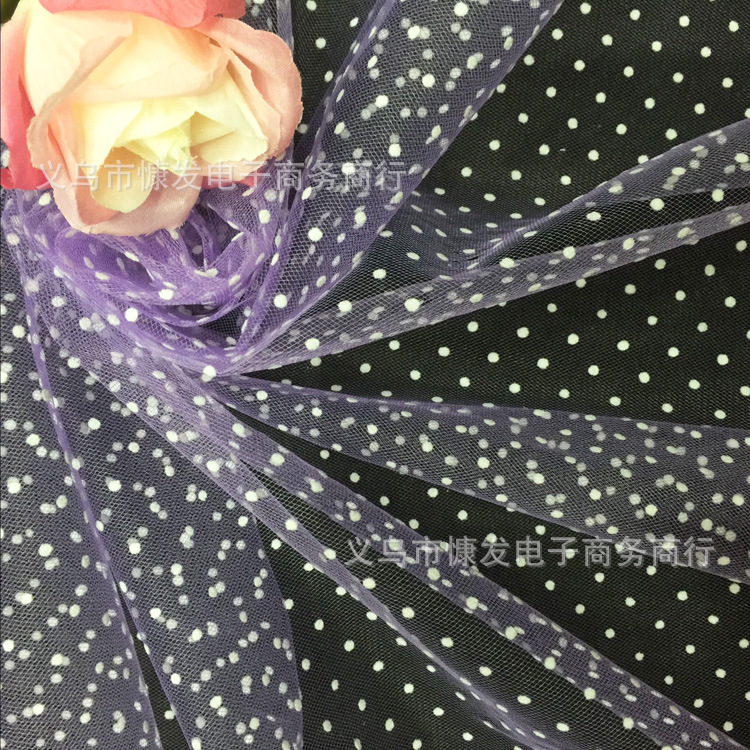Medium-hard diamond-shaped white dot flocking black dot American mesh fabric, DIY puffy skirt, tulle and headwear, polka dot fabric pic 15