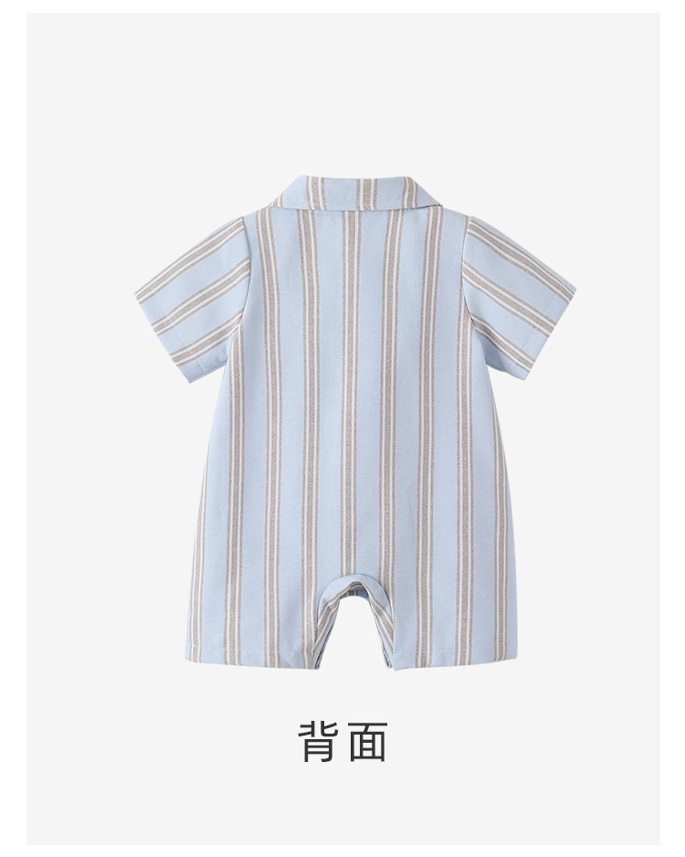 ins baby clothes summer striped short-sleeved A-class stylish baby body clothing Korean version gentleman baby outdoor crawling clothes pic 22