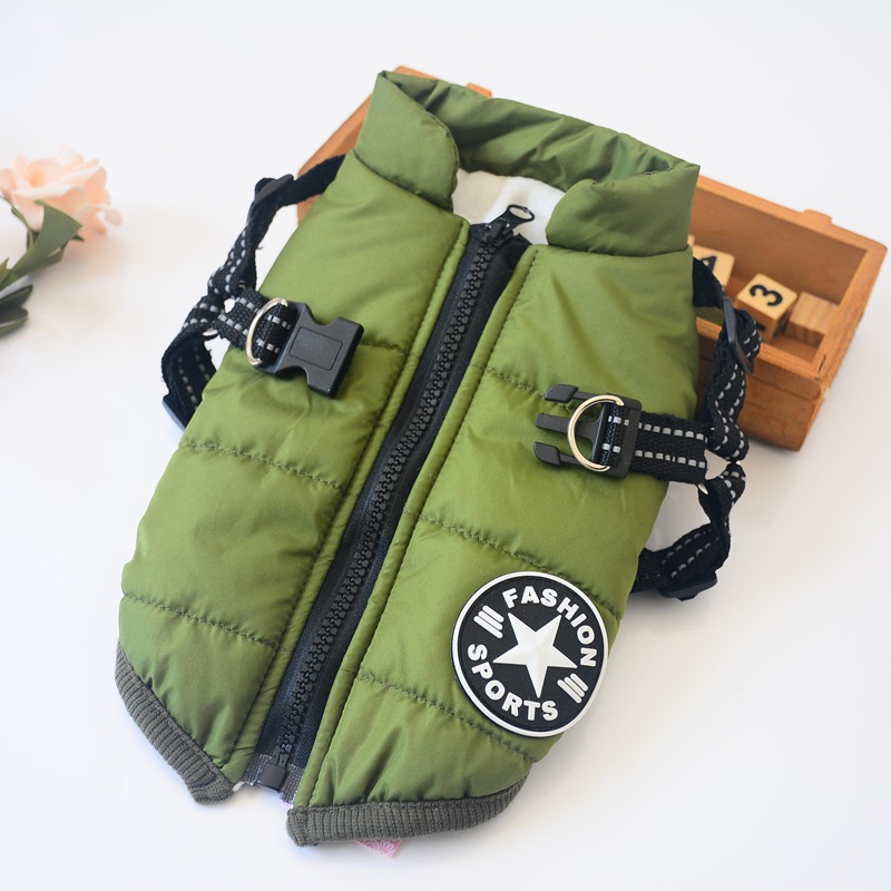 Nueva llegada amazon cross border dog clothing pecho espalda una pieza chaleco de algodón pet cotton clothing winter clothing two feet cotton clothing pic 19