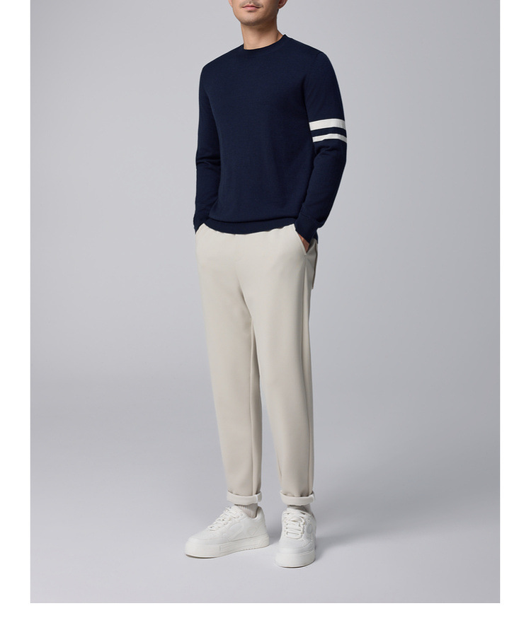 墨麦客男装条纹撞色打底羊毛衫男2024冬季新款简约男士毛衣20810详情30