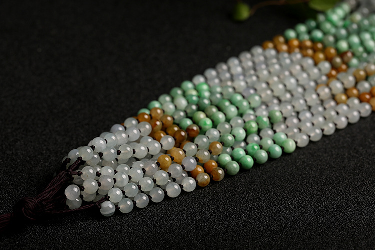 Natural premium jadeite A-grade round beads 5mm woven necklace rope round bead pendant hanging rope jadeite bead chain pic 13