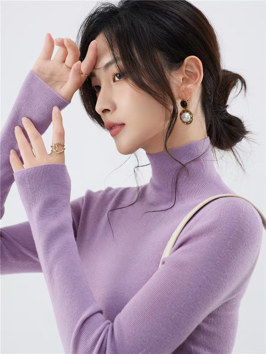 48-count fine-spun wool sweater for women, 100 pure wool seamless one-piece base layer, slim 18-stitch ultra-fine knitted sweater, thin pic 28