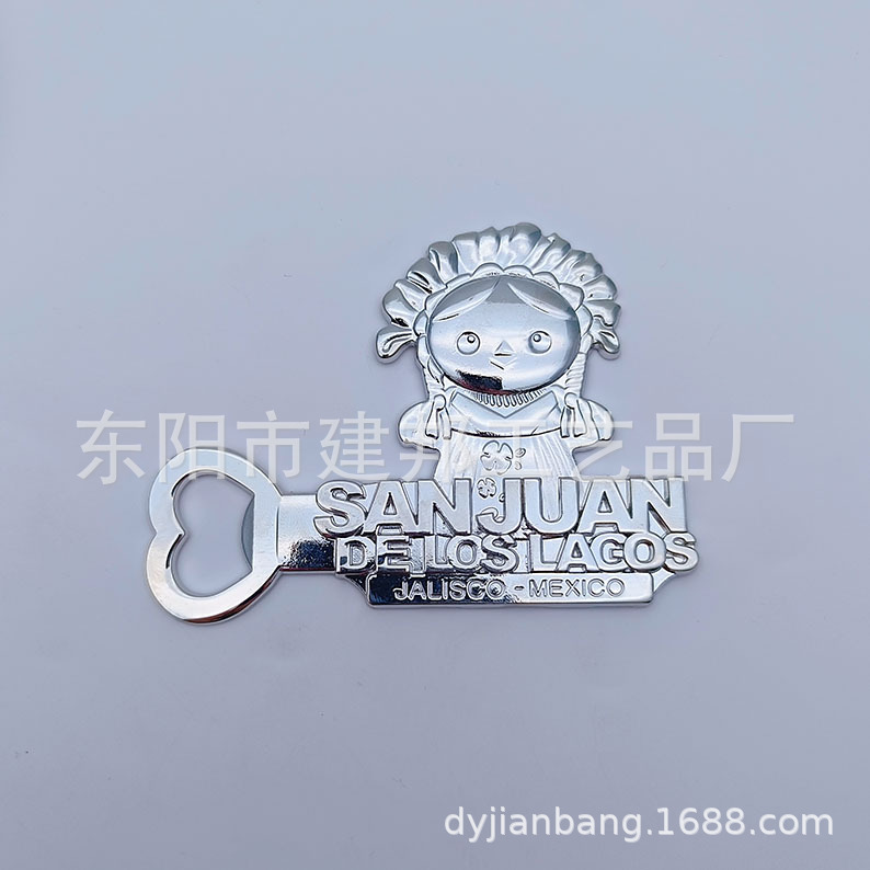 金属开瓶器旅游纪念品SAN JUAN电镀白k复古冰箱贴锌合金开瓶器详情7